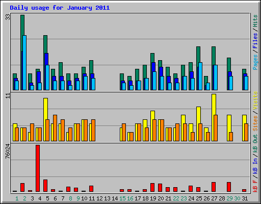 Daily usage for January 2011